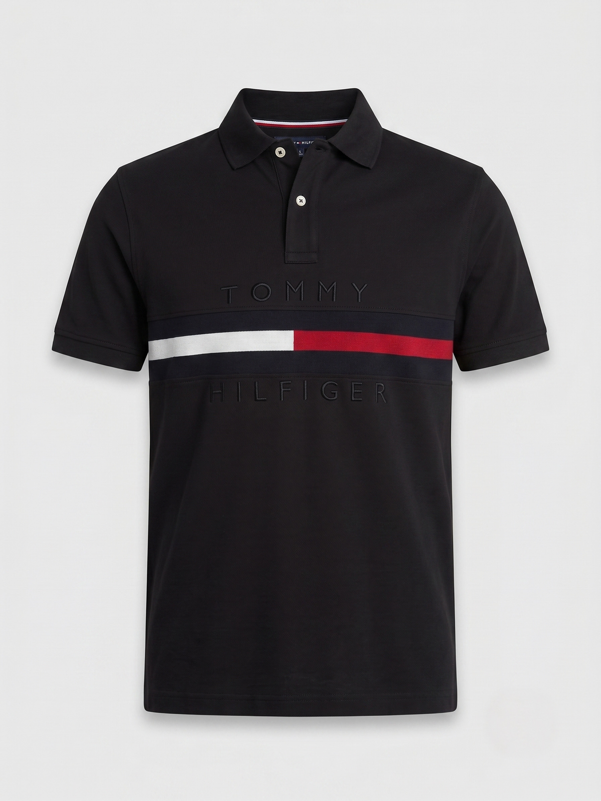 TH CHEST STRIPE POLO SHIRT BLACK