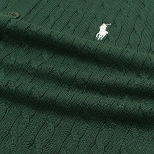 RL BUTTON DOWN CABLE KNITTED POLO GREEN