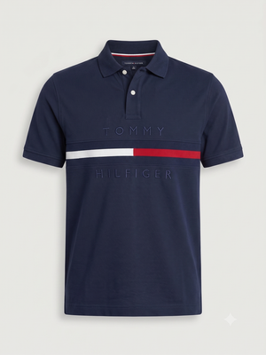 TH CHEST STRIPE POLO SHIRT BLUE