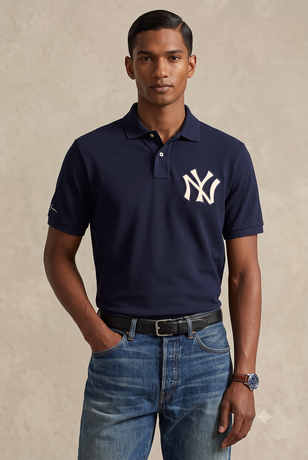 RL YANKEES POLO SHIRT NAVY BLUE