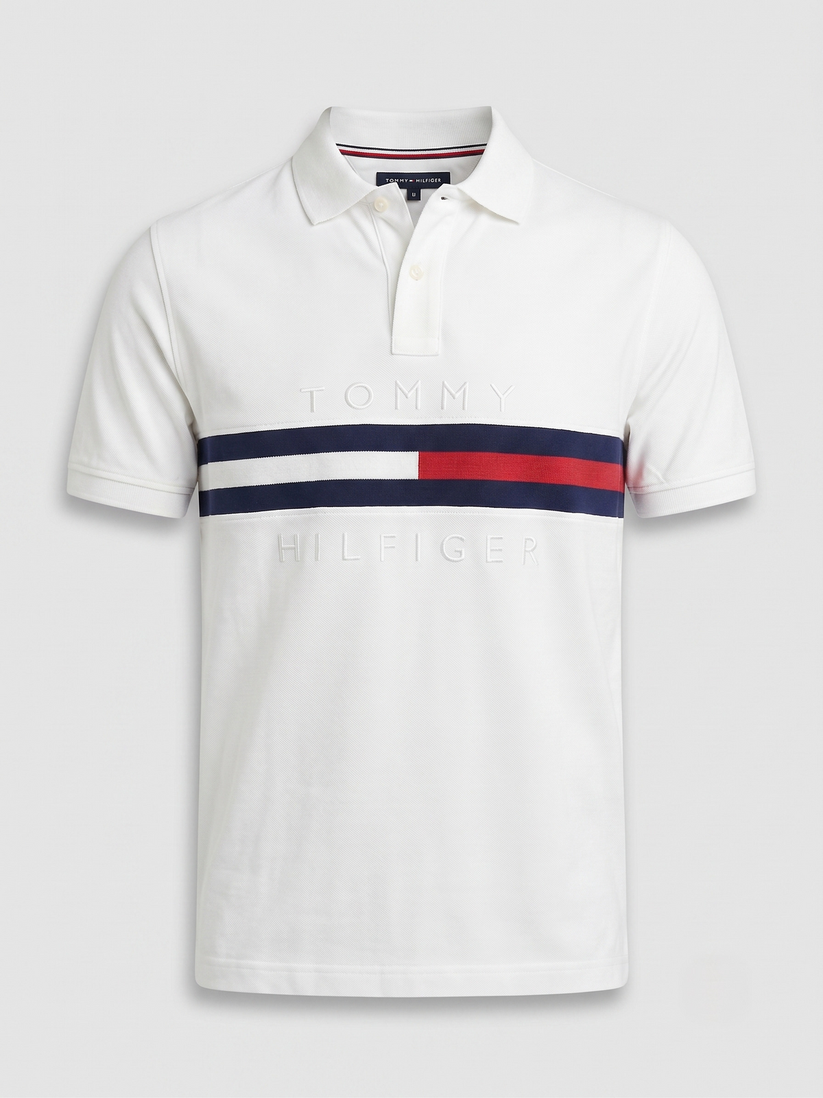 TH CHEST STRIPE POLO SHIRT WHITE