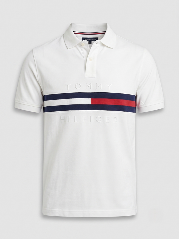 TH CHEST STRIPE POLO SHIRT WHITE