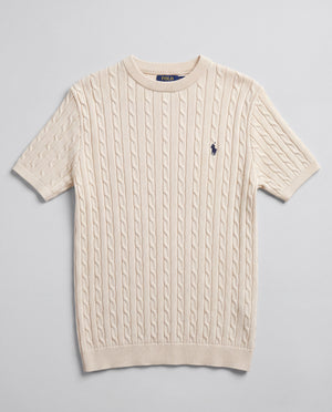 RL CABLE KNITTED ROUND NECK OFF WHITE