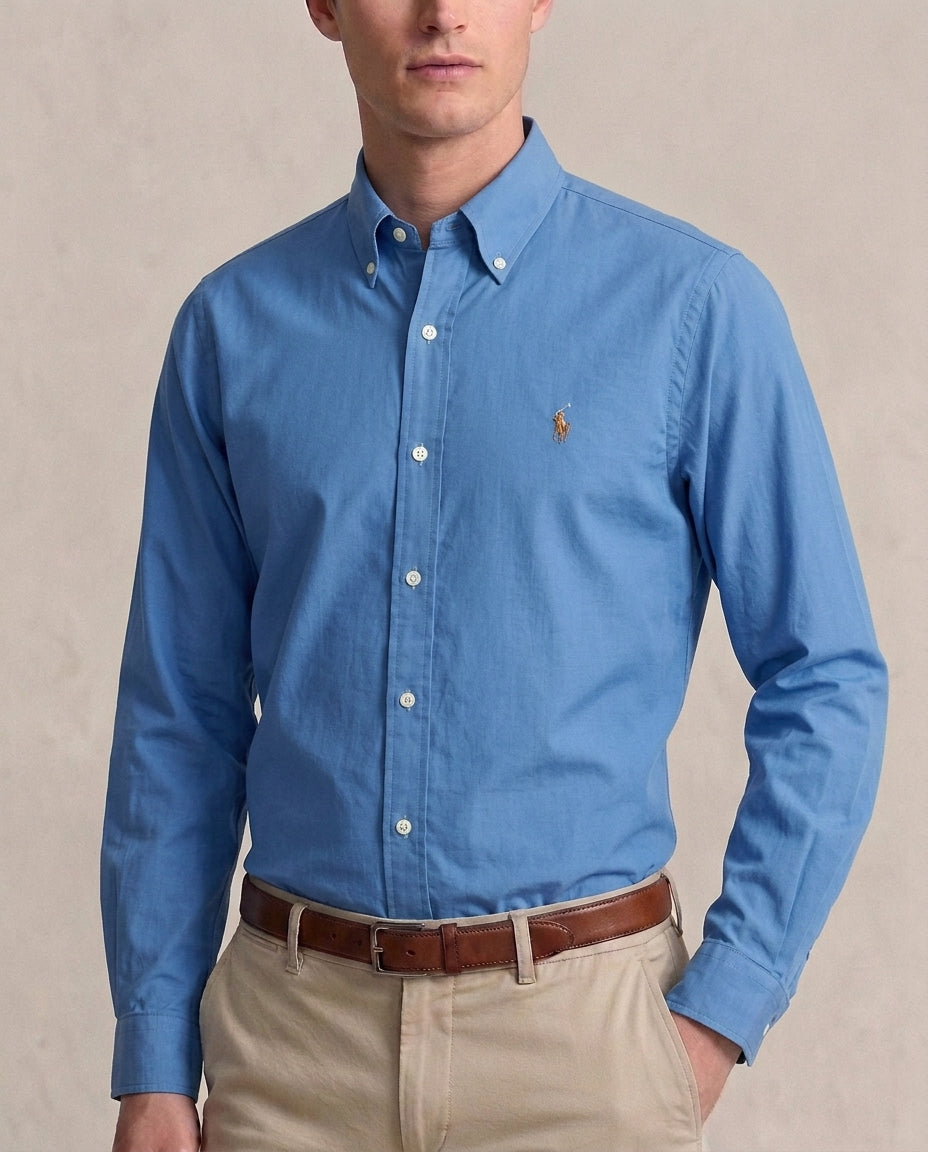 PRL BLUE BUTTON DOWN SHIRTPLAIN