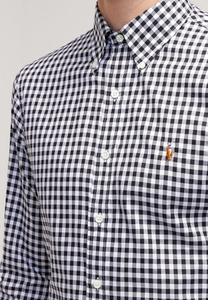 PRL CHECK BLACK BUTTON DOWN SHIRT