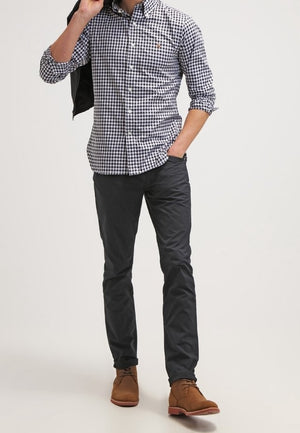 PRL CHECK BLACK BUTTON DOWN SHIRT