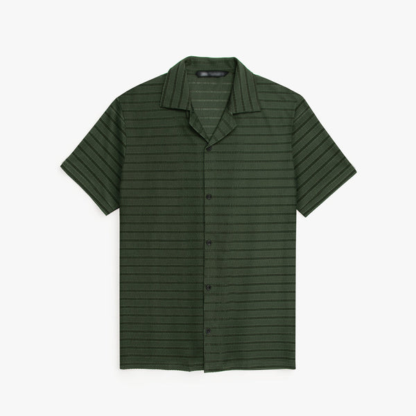 ZRA CUBAN COLLAR DARK GREEN SHIRT