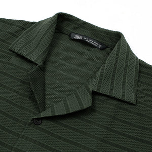 ZRA CUBAN COLLAR DARK GREEN SHIRT