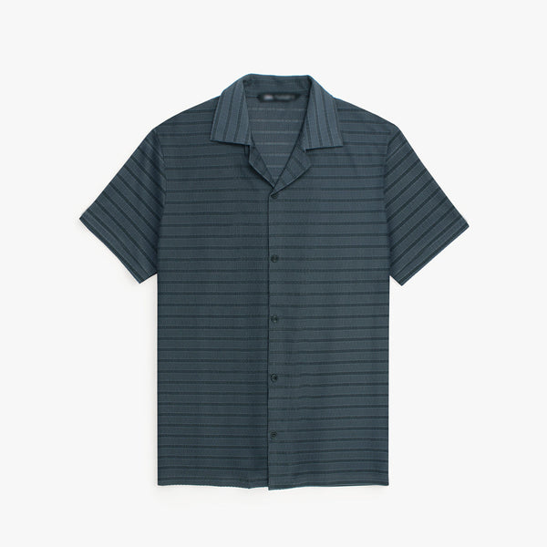 ZRA CUBAN COLLAR DARK GREY SHIRT