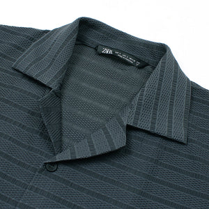ZRA CUBAN COLLAR DARK GREY SHIRT