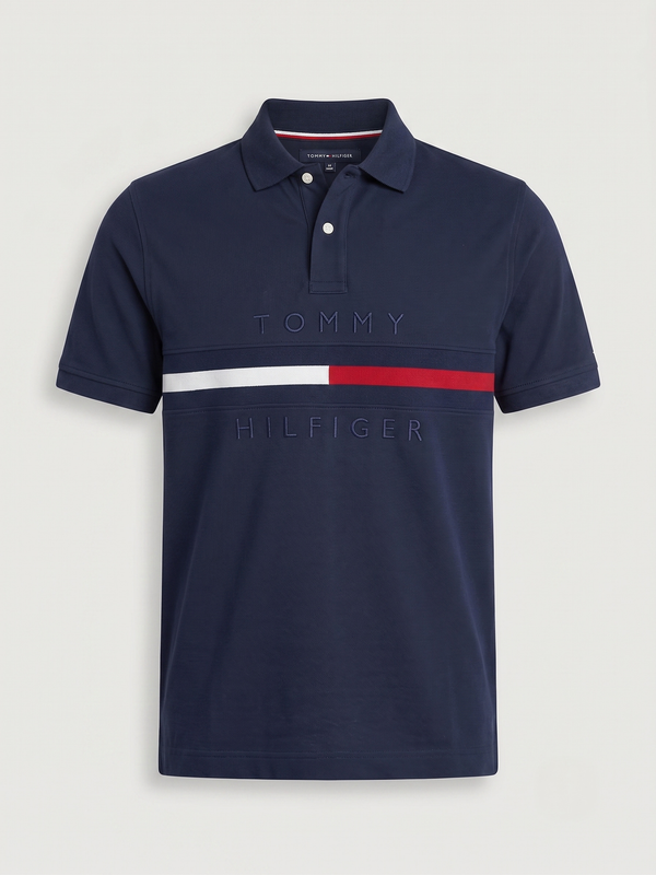 TH CHEST STRIPE POLO SHIRT BLUE