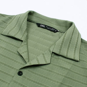 ZRA CUBAN COLLAR LIGTH GREEN SHIRT