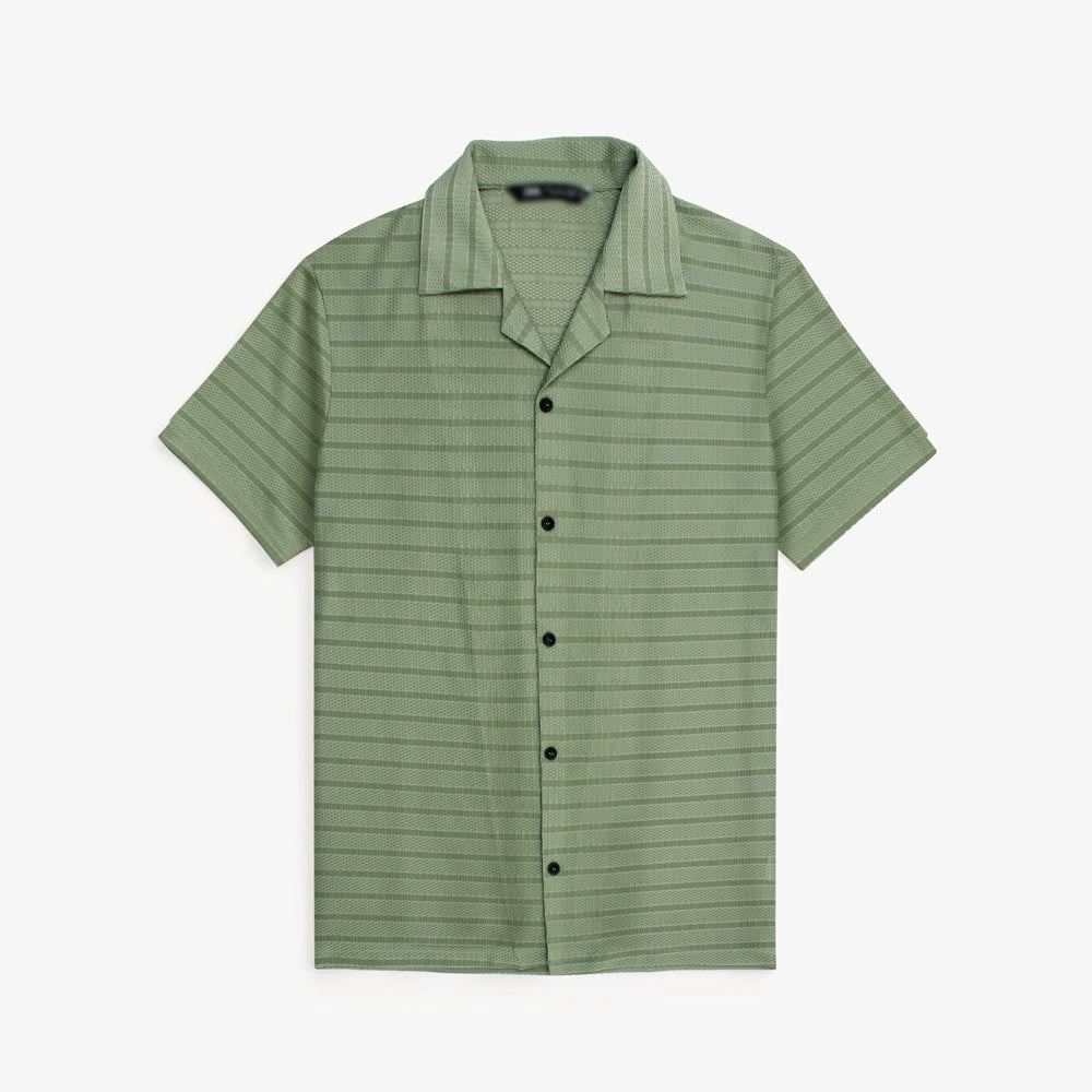 ZRA CUBAN COLLAR LIGTH GREEN SHIRT