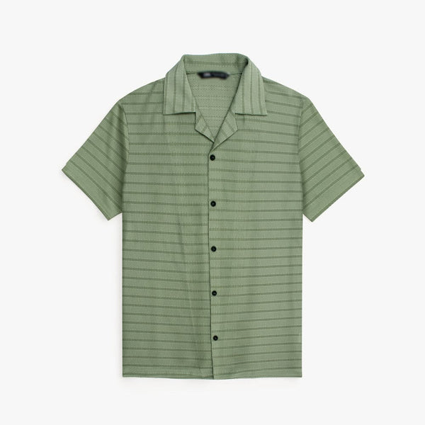 ZRA CUBAN COLLAR LIGTH GREEN SHIRT